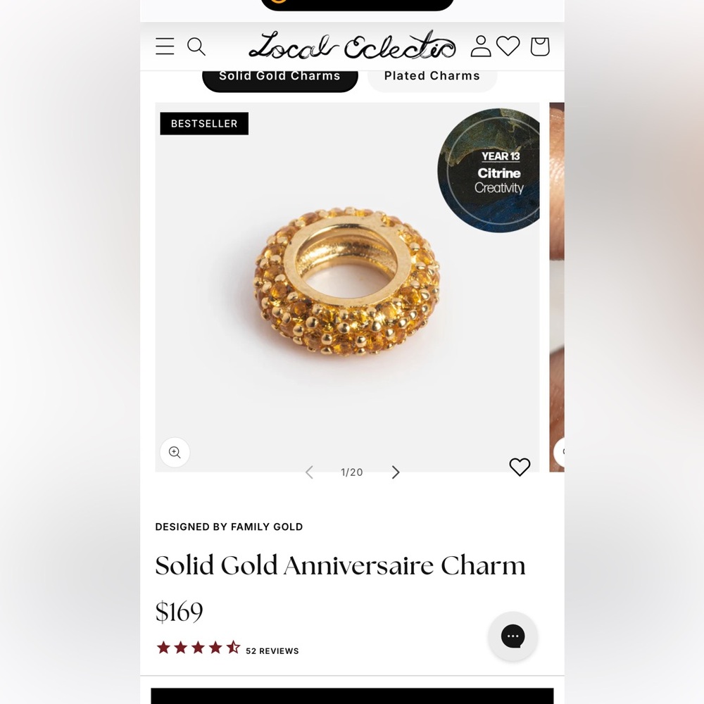 Local Eclectic Citrine Charm